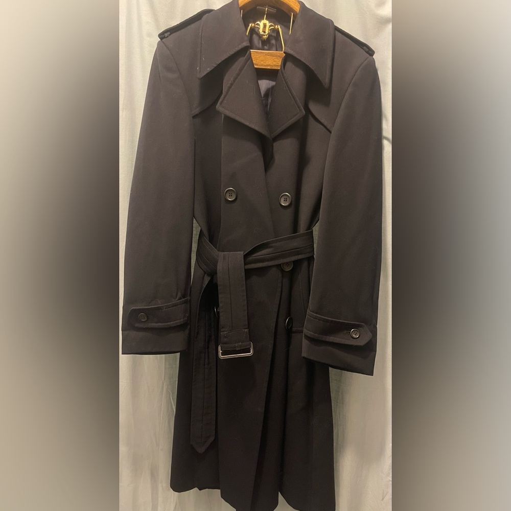 VTG C & A 100% wool navy blue raincoat 40 regular